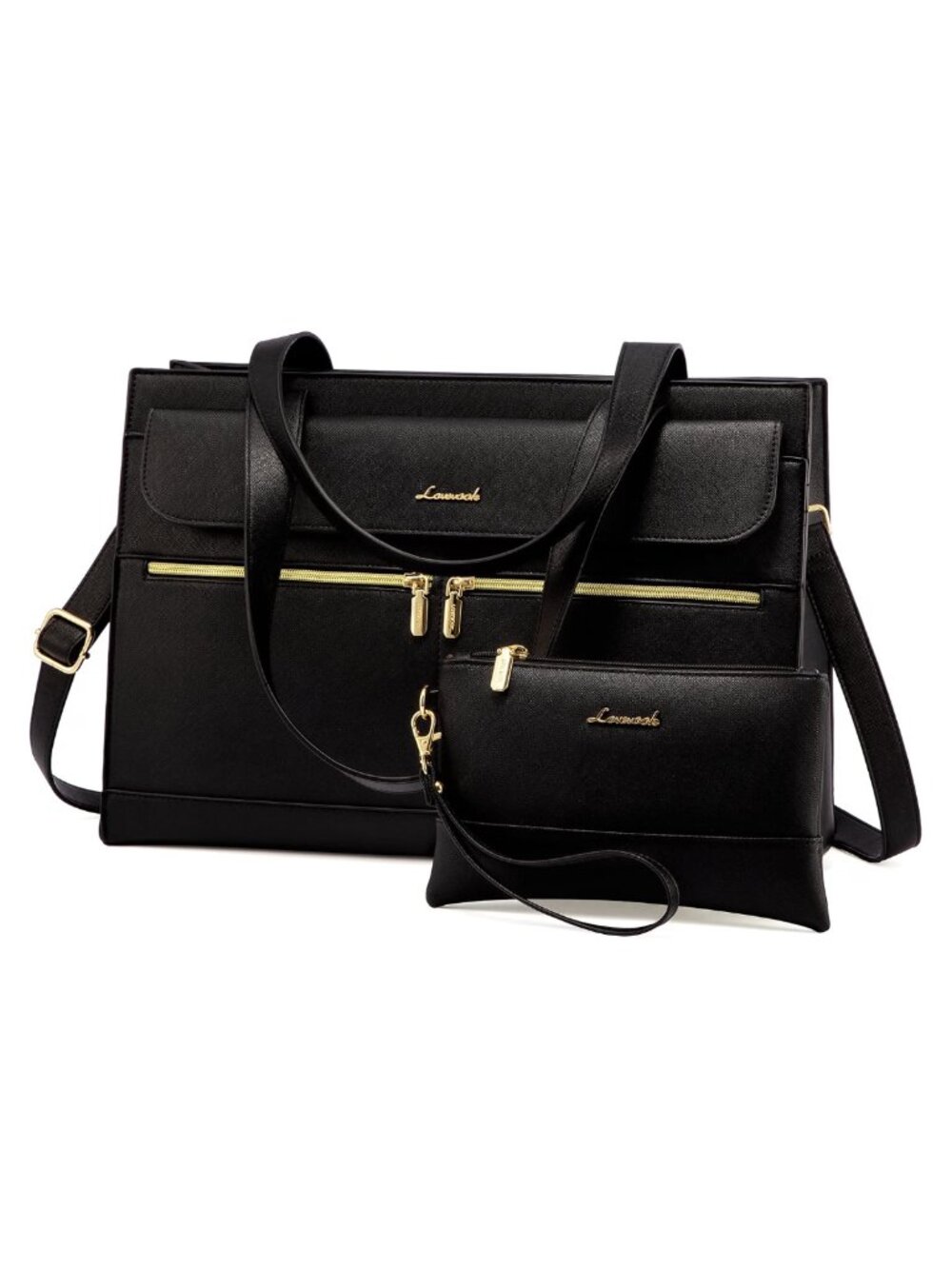 LOVEVOOK 15.6" Laptop Bag Faux Leather Briefcase Waterproof